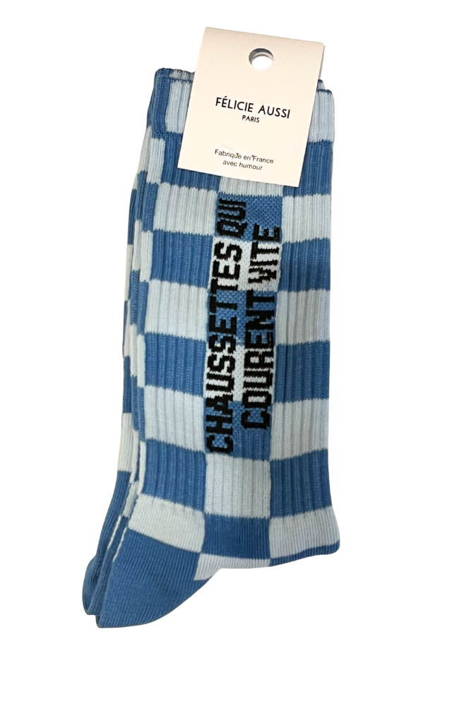 Chaussettes qui Courent Vite damier, bleu 40/45