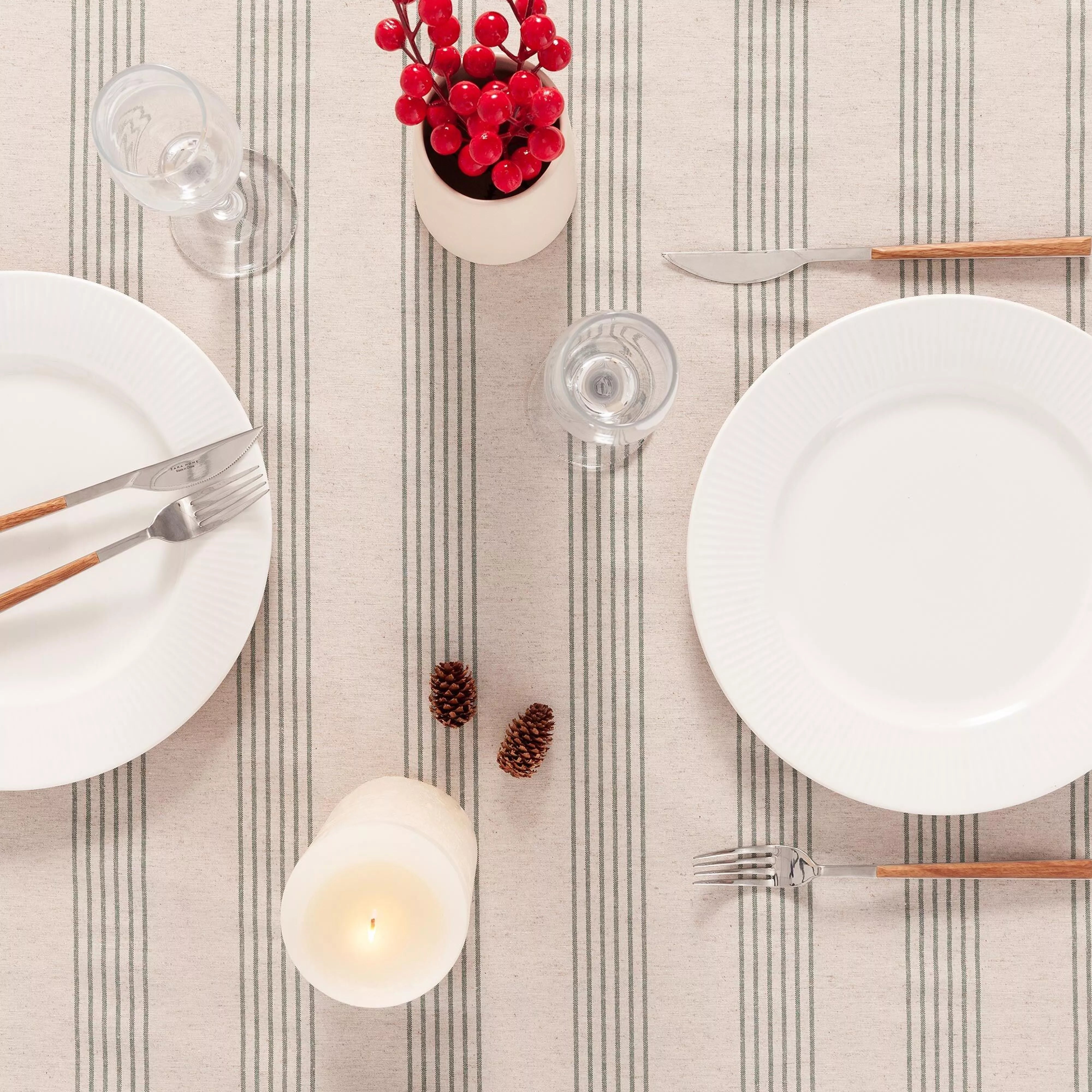 Nappe de Noël Holwin en lin et coton doux (140 × 350 cm)