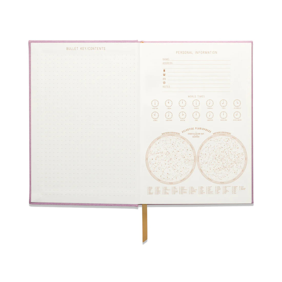 Journal relié en suédine Lilas
