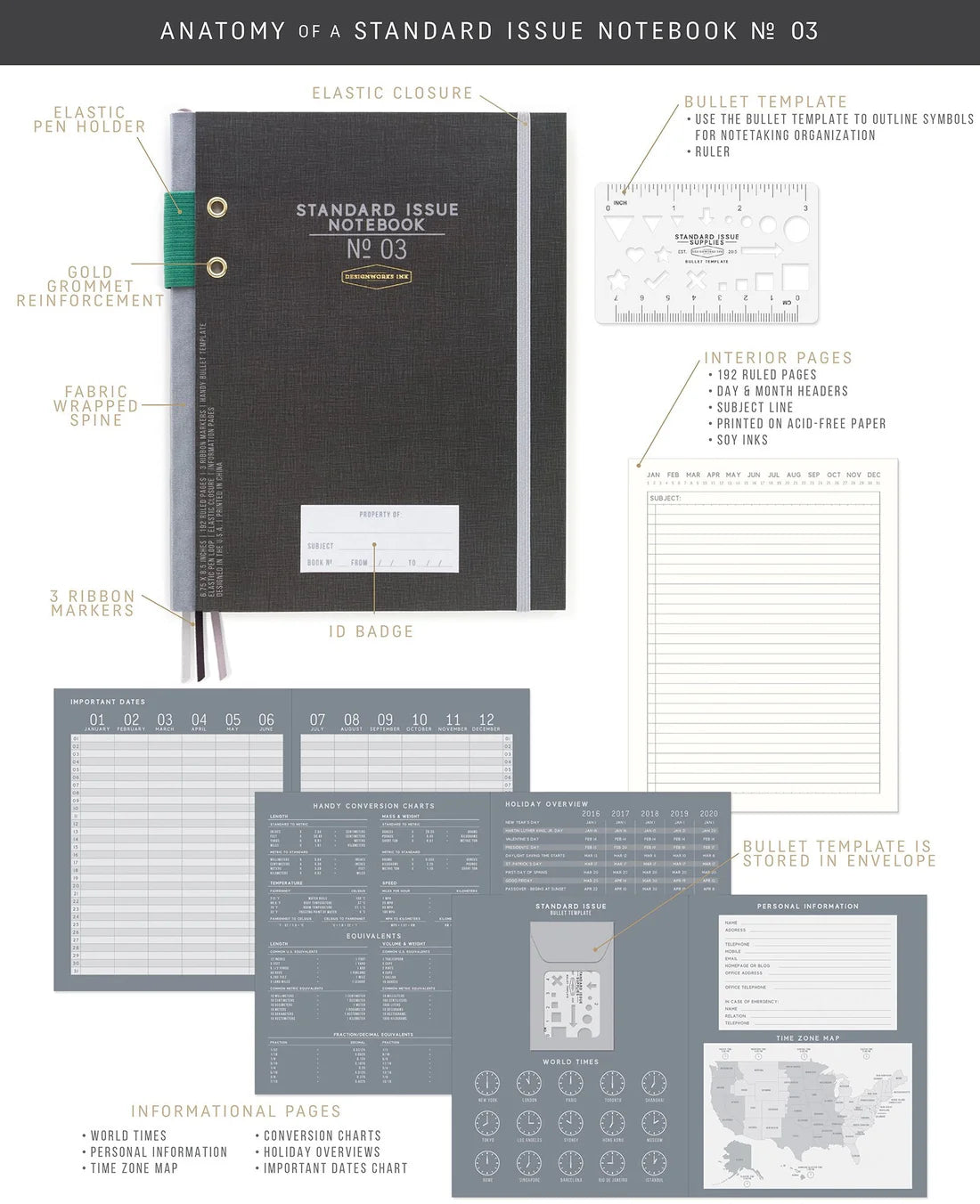 Bloc-notes planning Standard Issue cobalt & citron