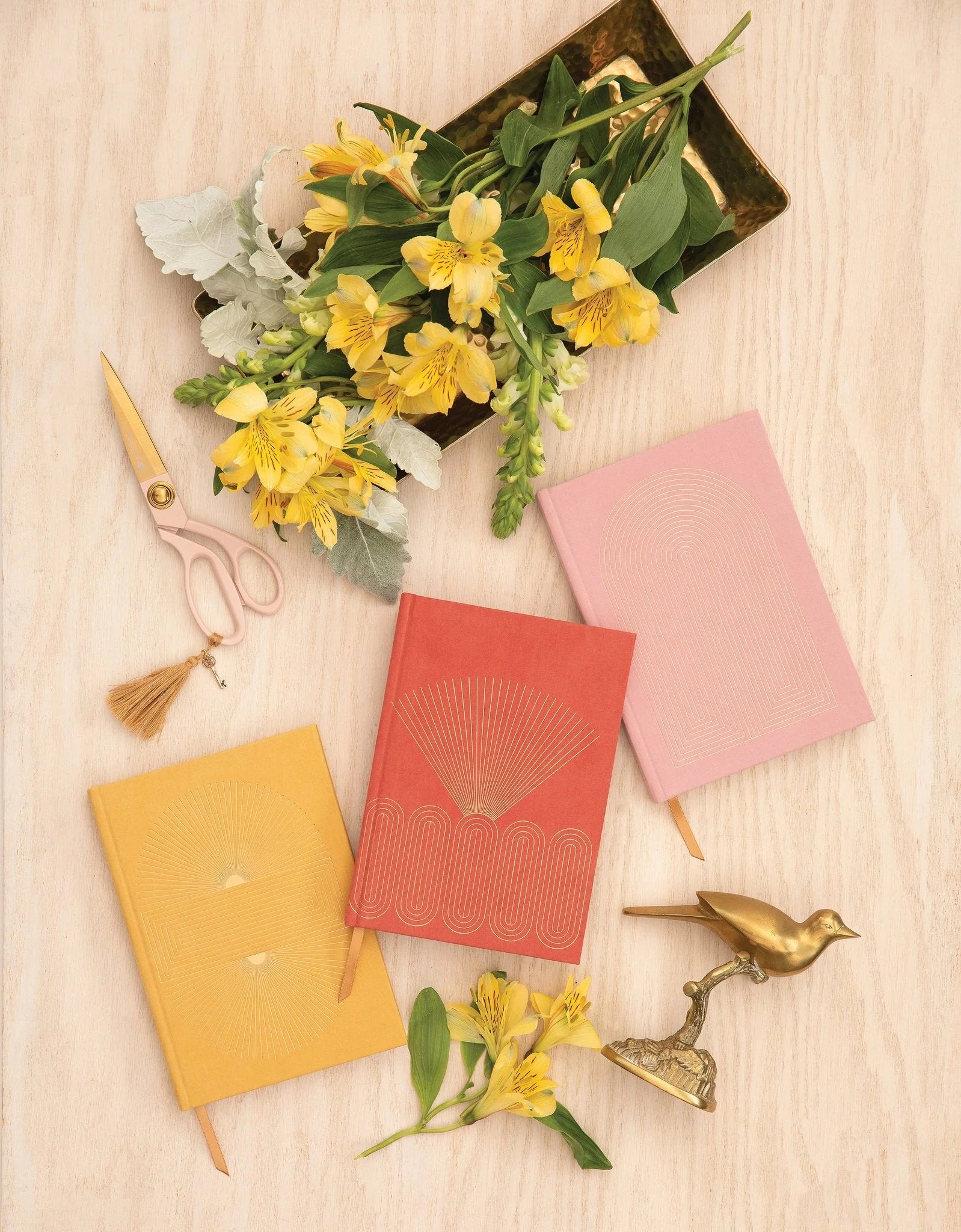 Journal relié en suédine Radiant Rays, terracotta