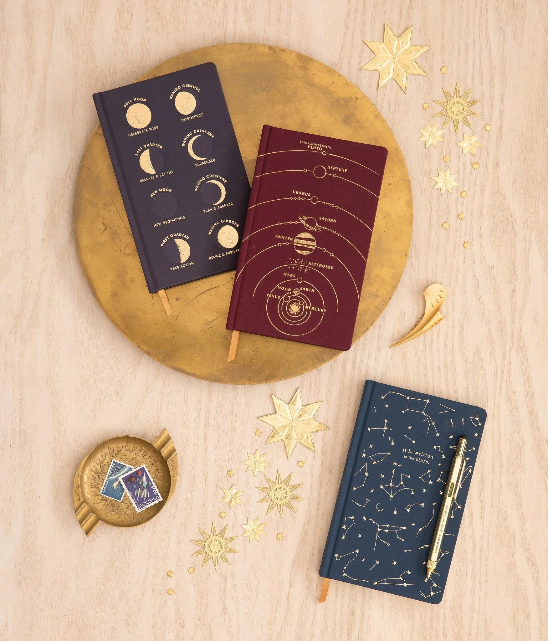 Journal relié Phases de la lune, bleu marine