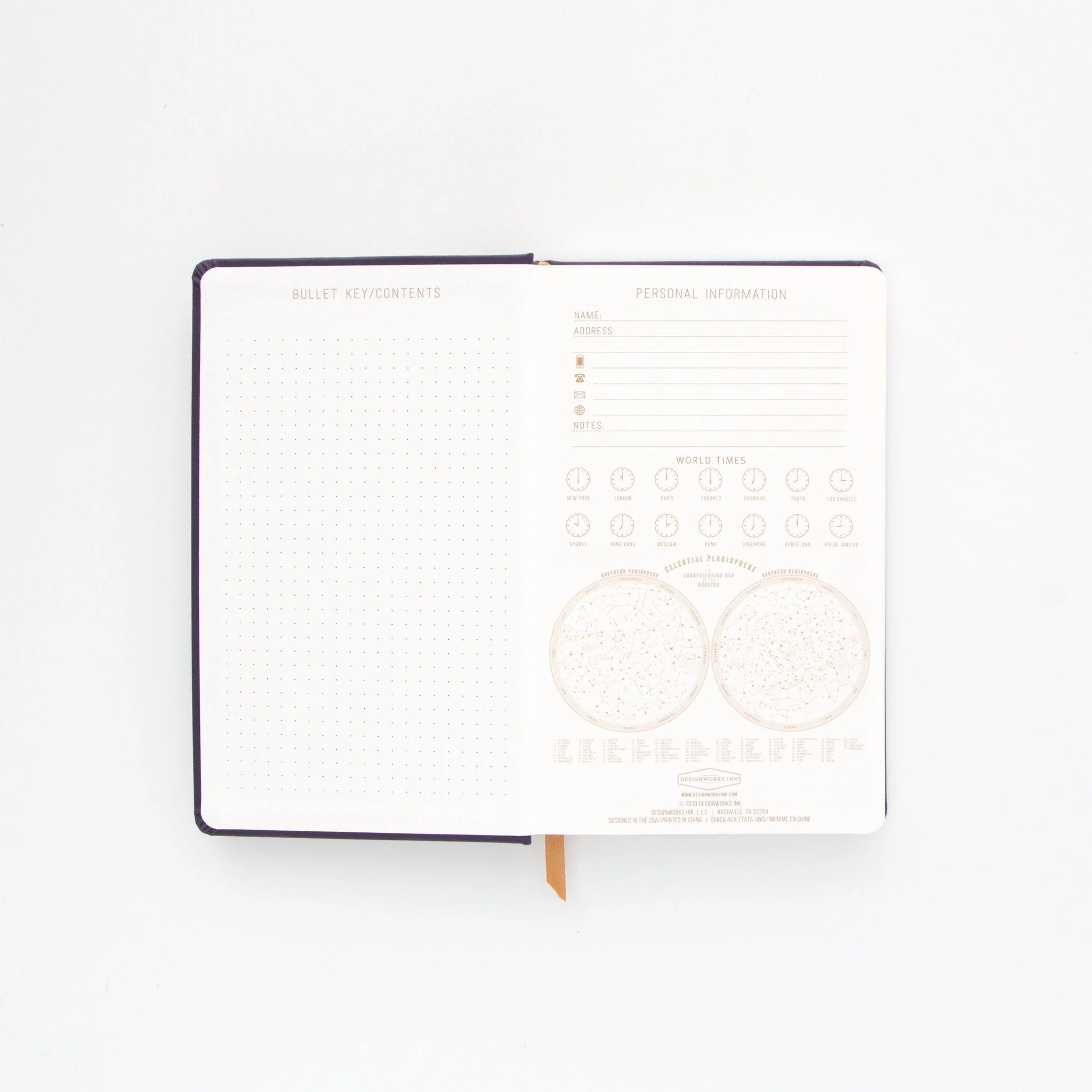 Journal relié Phases de la lune, bleu marine