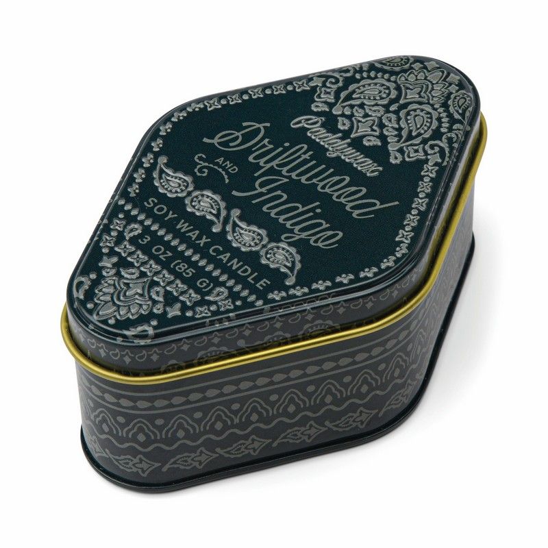Bougie Station en boîte, Driftwood Indigo (bois flotté indigo)