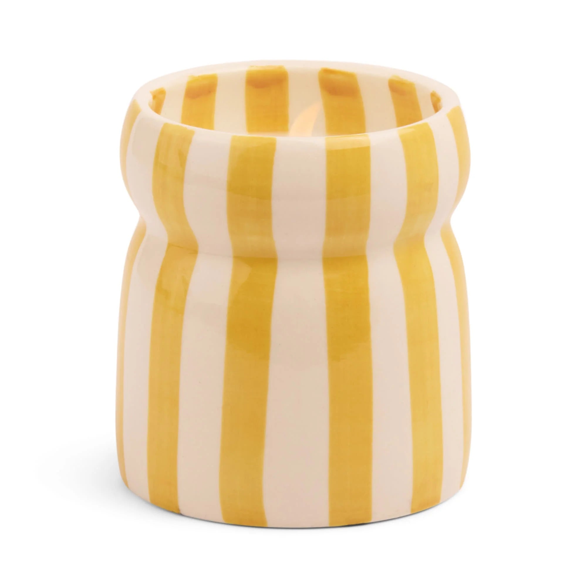 Bougie rayée ocre en céramique, Gold Coast 184g