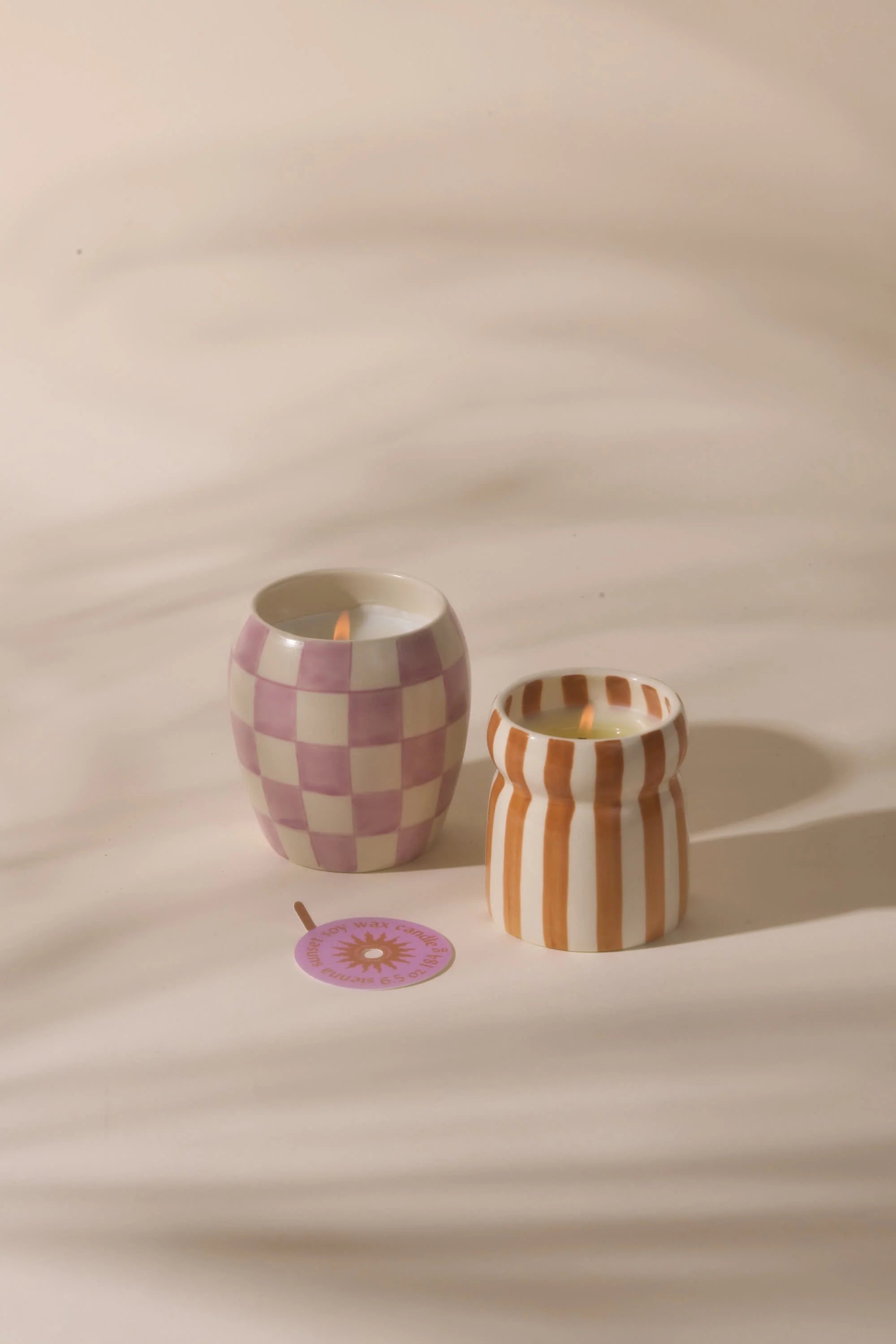 Bougie rayée rouille en céramique, Sienna Sunset 184g