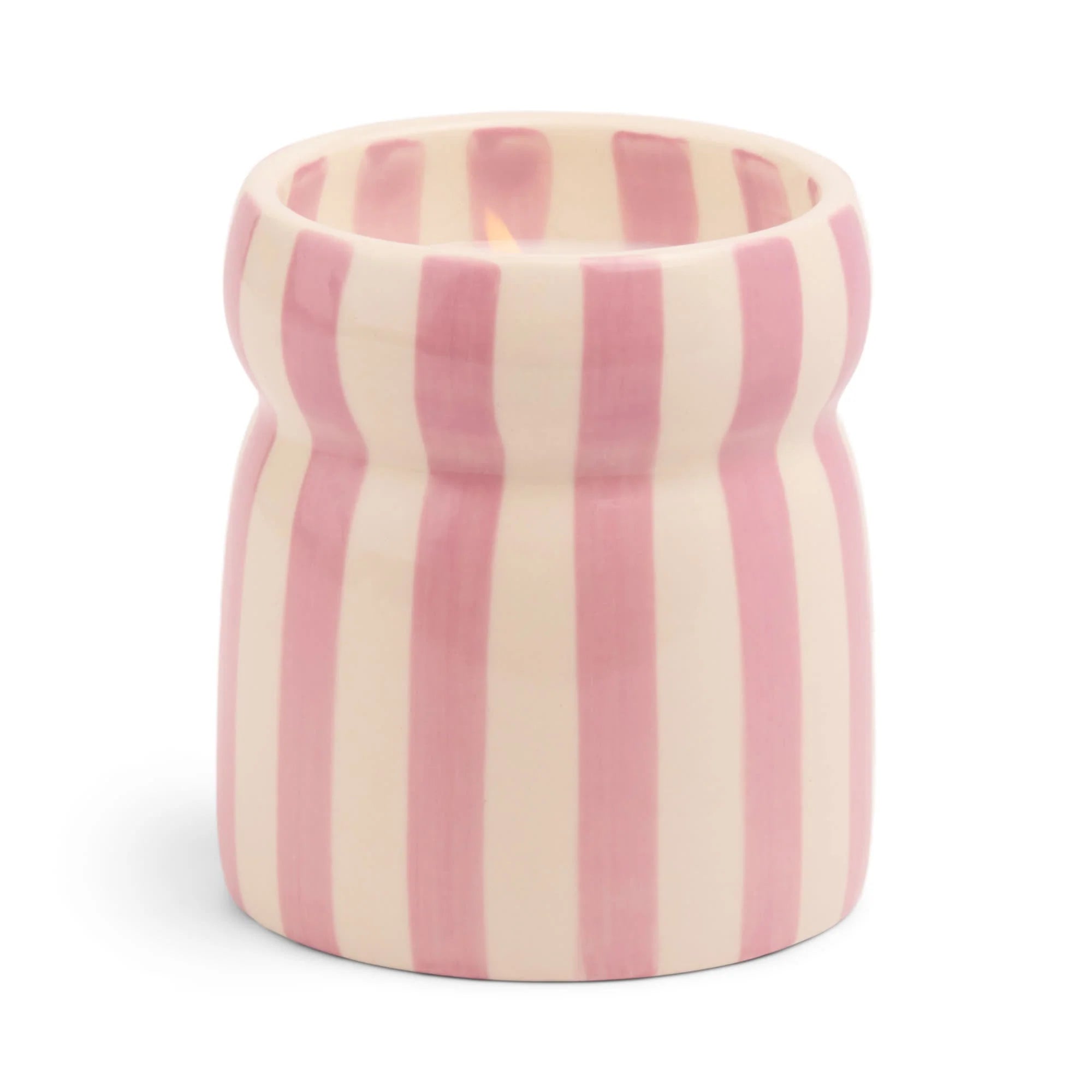 Bougie rayée lavande en céramique, Grecian Sand Boxed 184g