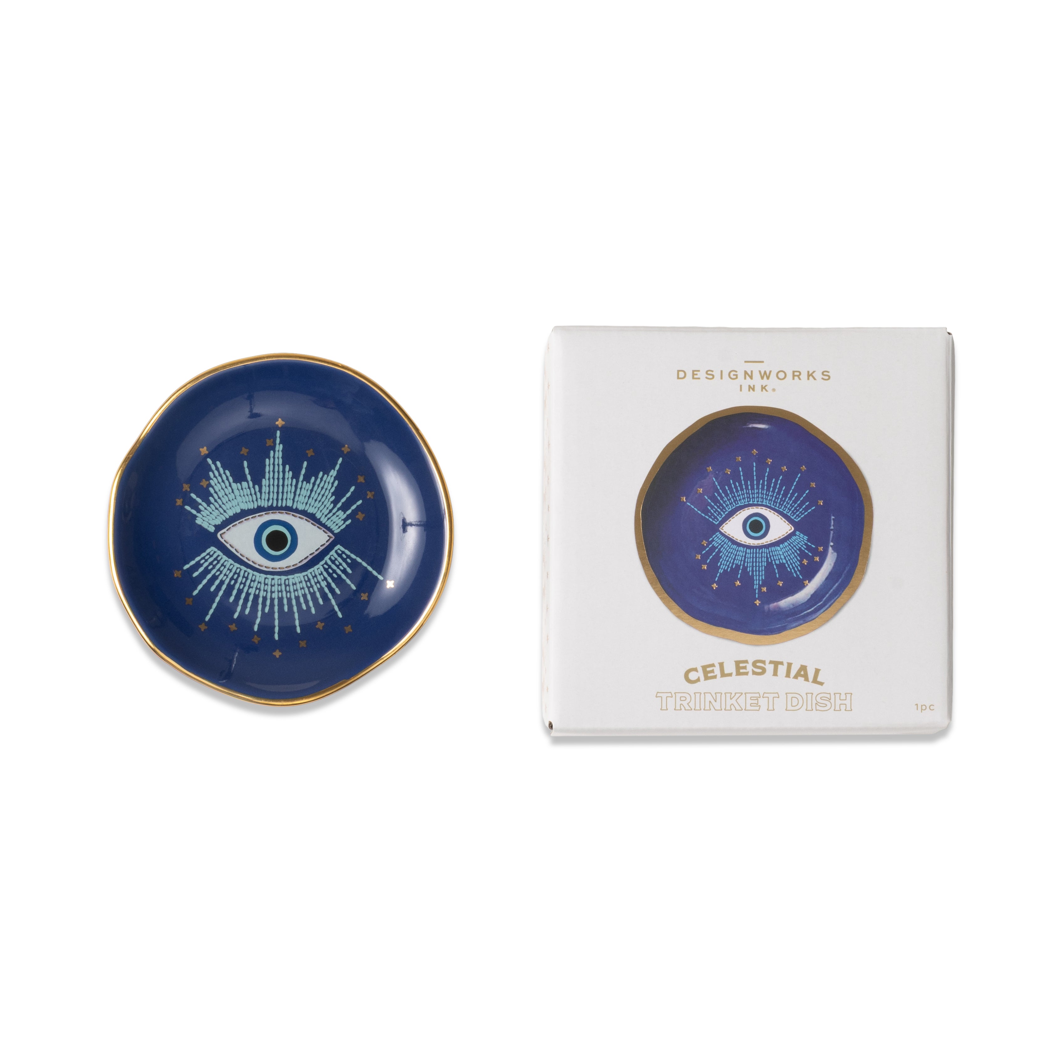 Plat à bibelots céleste en céramique Yeux étoilés