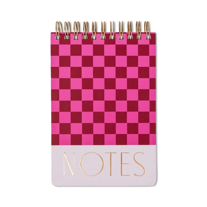 Grand bloc-notes double fil Chunky Damier Bordeaux Rose