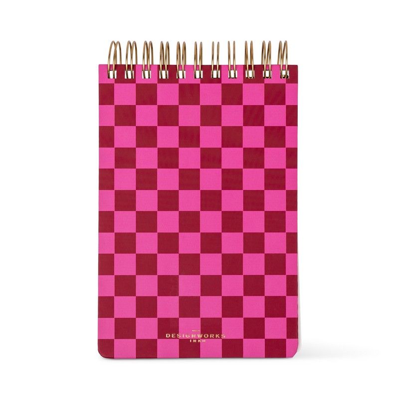 Grand bloc-notes double fil Chunky Damier Bordeaux Rose