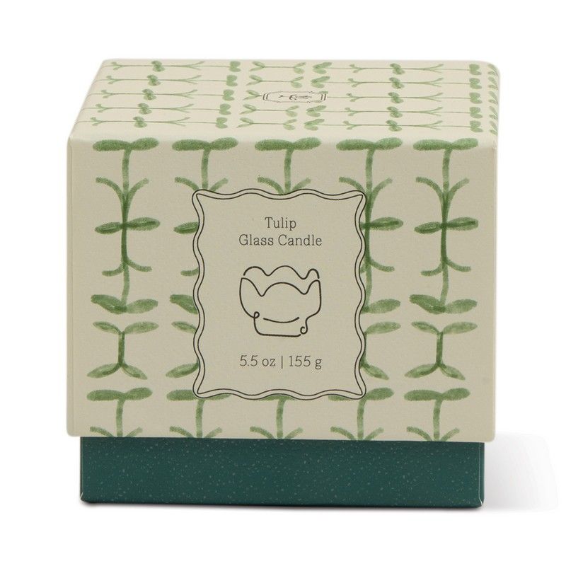 Tulip Verbena &amp; Lemongrass Glass Candle, Green and Dark Green, 155g