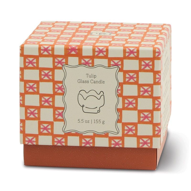 Bougie en verre Tulip Fleur de cactus, rose et orange brûlé, La Sélection Beluga