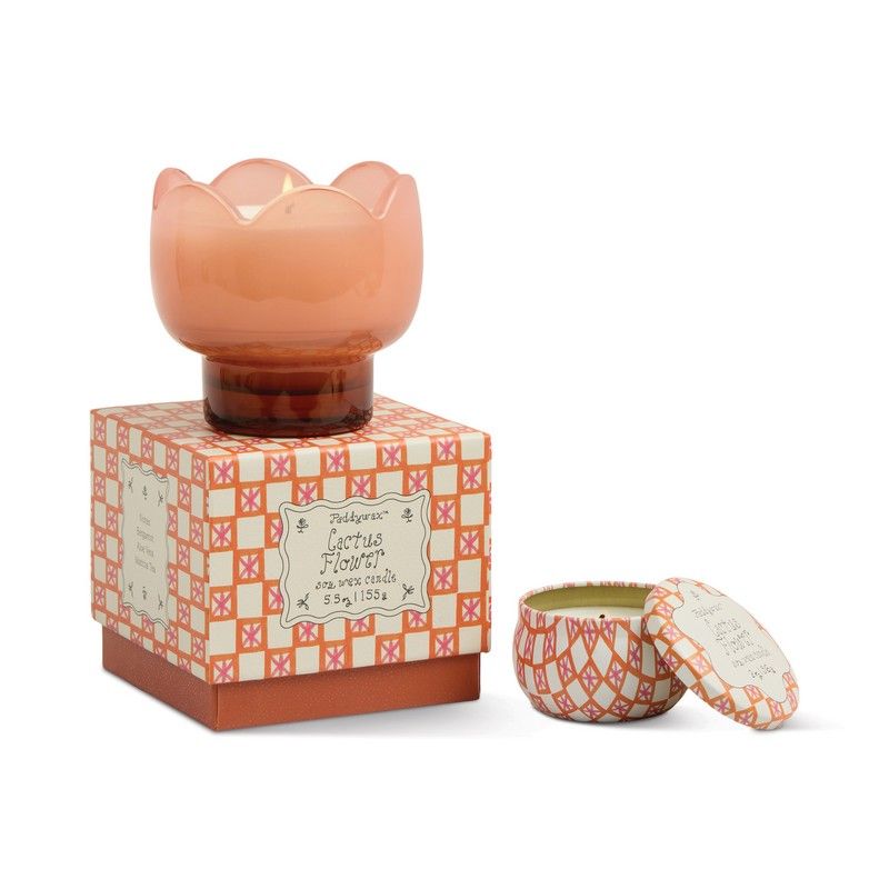 Bougie en verre Tulip Fleur de cactus, rose et orange brûlé, La Sélection Beluga - lifestyle image