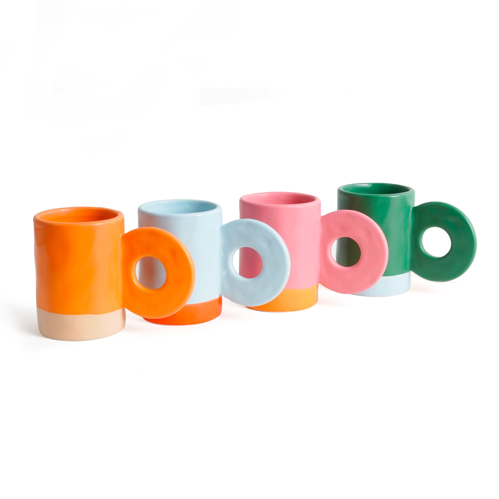 Mug vert à anse ronde design en céramique