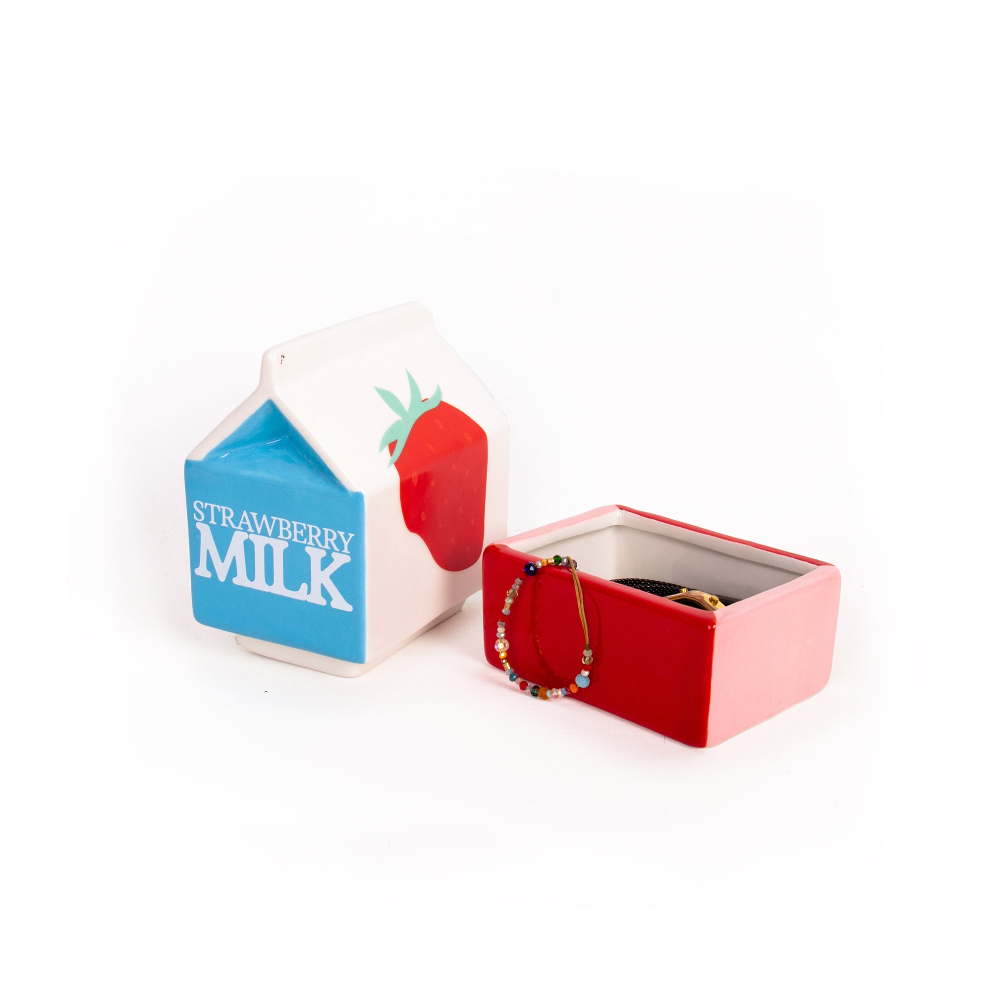 Boîte à bijoux Carton de Lait Fraise en céramique