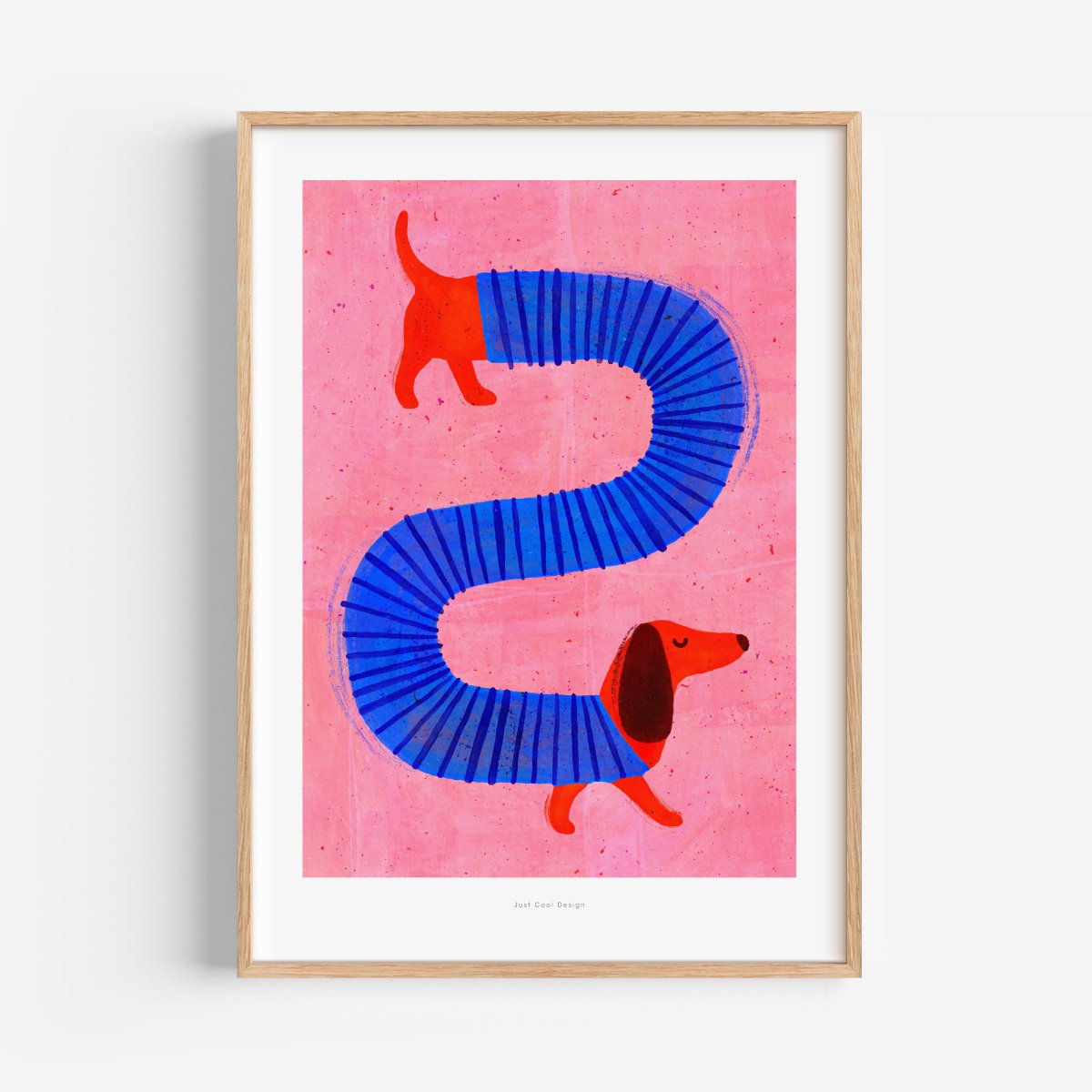 Affiche Teckel très long, impression d'art giclée A4, illustration humoristique, Just Cool Design
