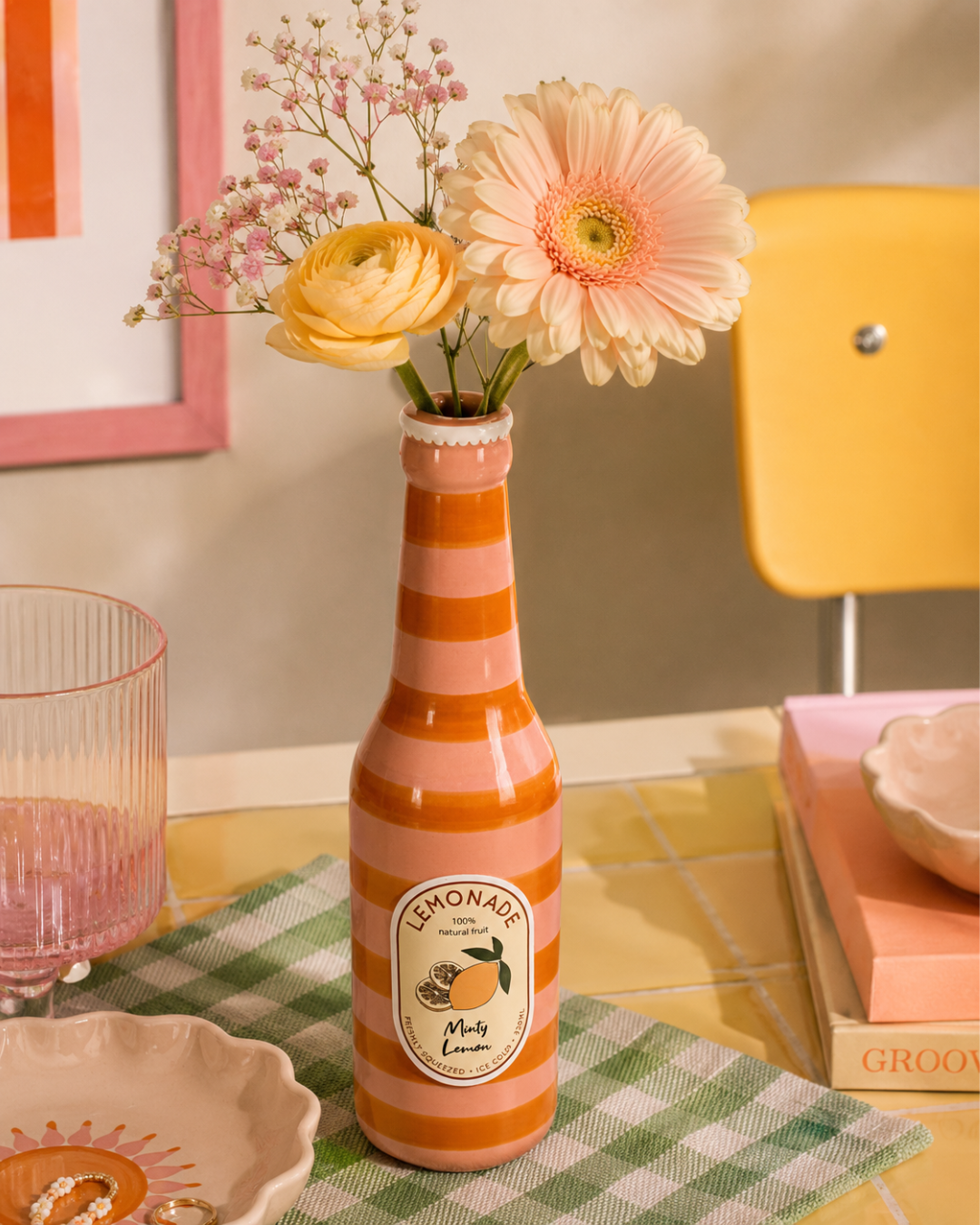 Earthenware Lemonade Lemon Bottle Vase