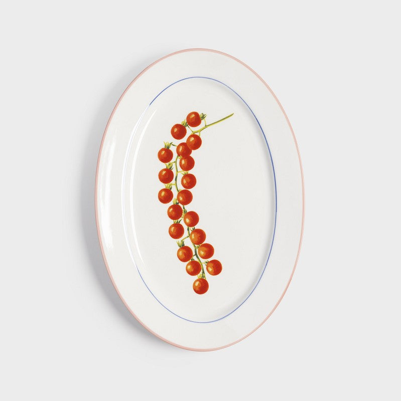 Assiette ovale Tomate en porcelaine 30 x 21 cm