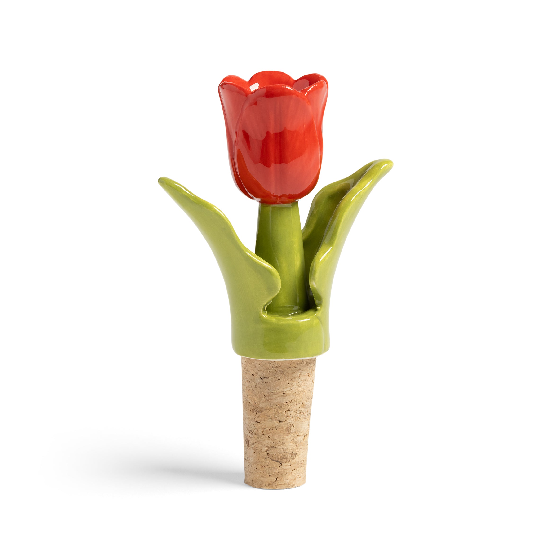 Bouchon de bouteille Tulipe en céramique rouge