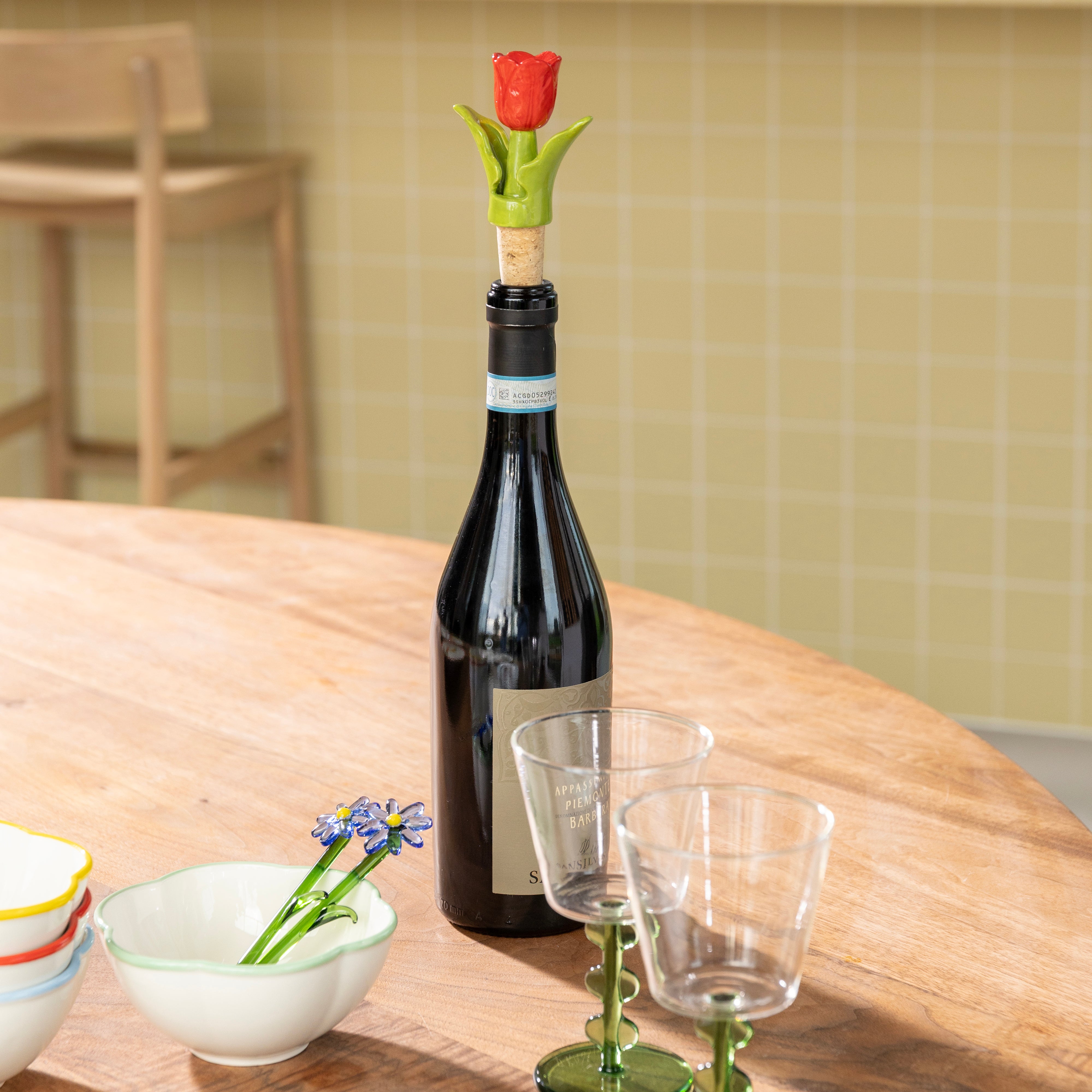 Bouchon — Red Ceramic Tulip Bottle Stopper — view 2 — &Klevering