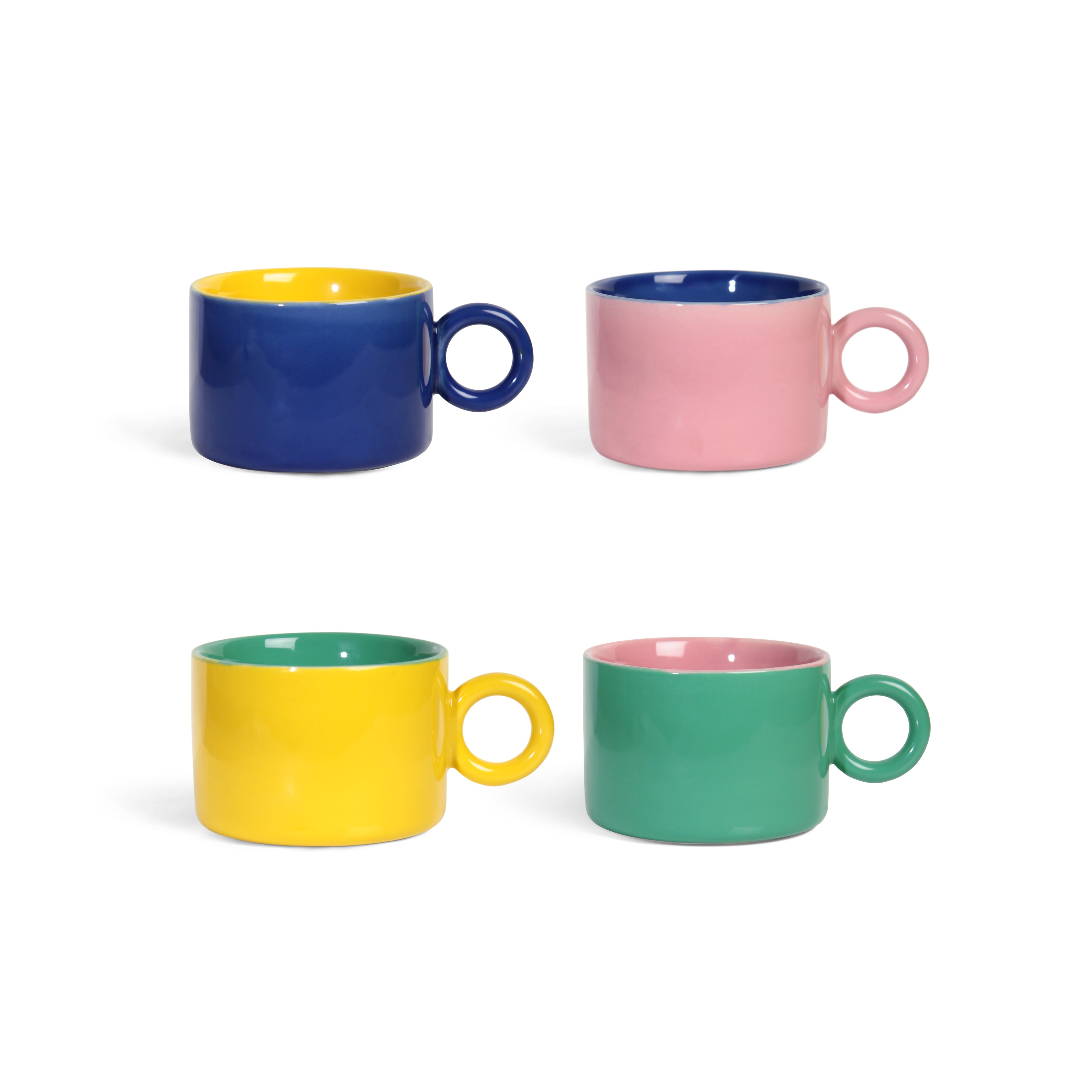 Mugs Chiquito en porcelaine multicouleur, 20 cl, lot de 4