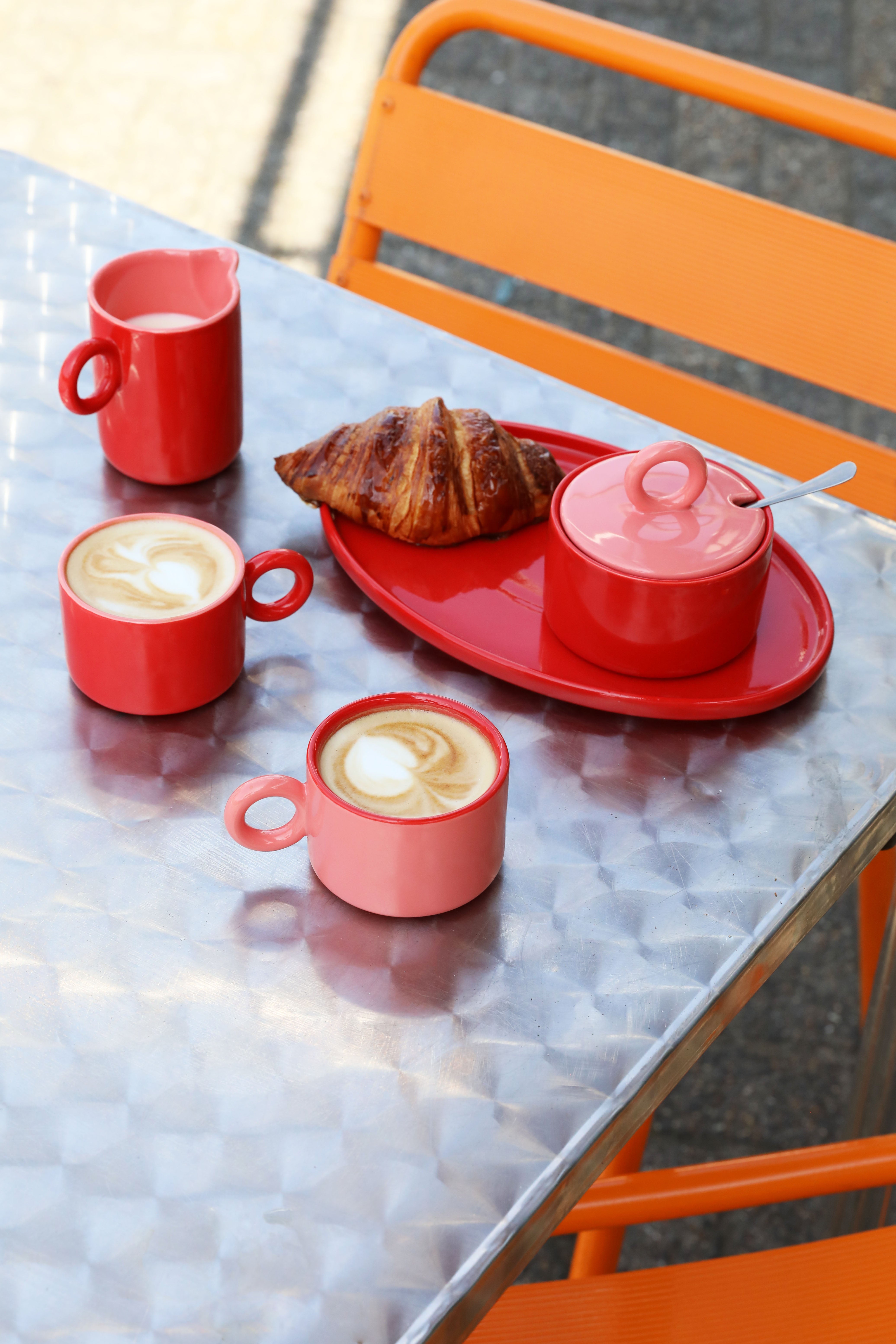 Mugs Chiquito en porcelaine rouge et rose, 20 cl, lot de 2