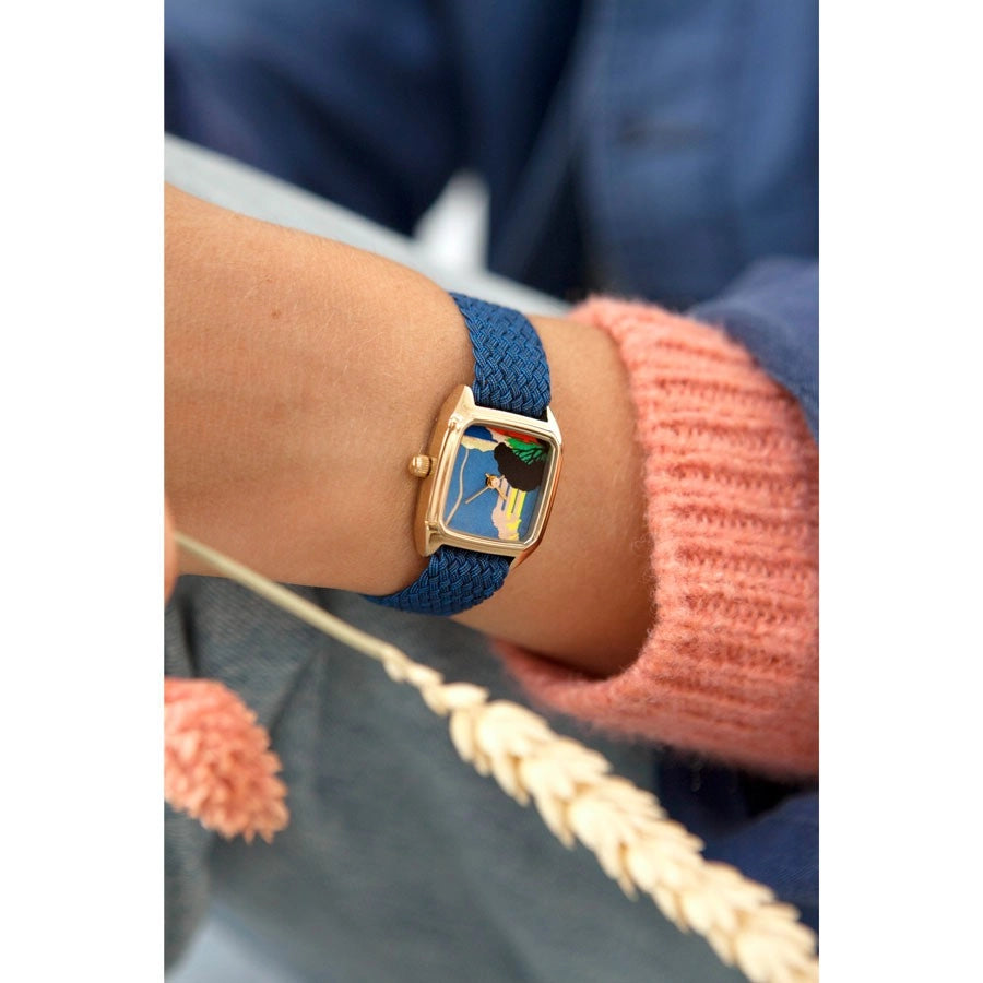 Montre femme Laps Prima Olympe avec bracelet cuir indigo