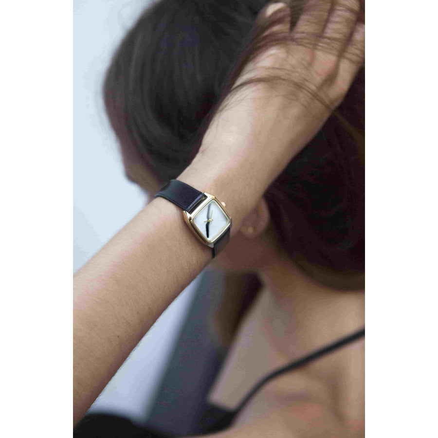 Montre femme Laps Prima Amherst avec bracelet cuir noir glacé