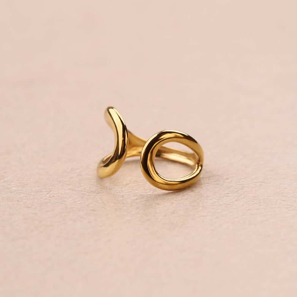 Bague Mavy ajustable en acier inoxydable doré, deux anneaux ouverts, bijou La Sélection Beluga