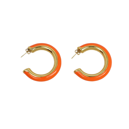 Boucles d'oreilles Afnan en acier — Orange