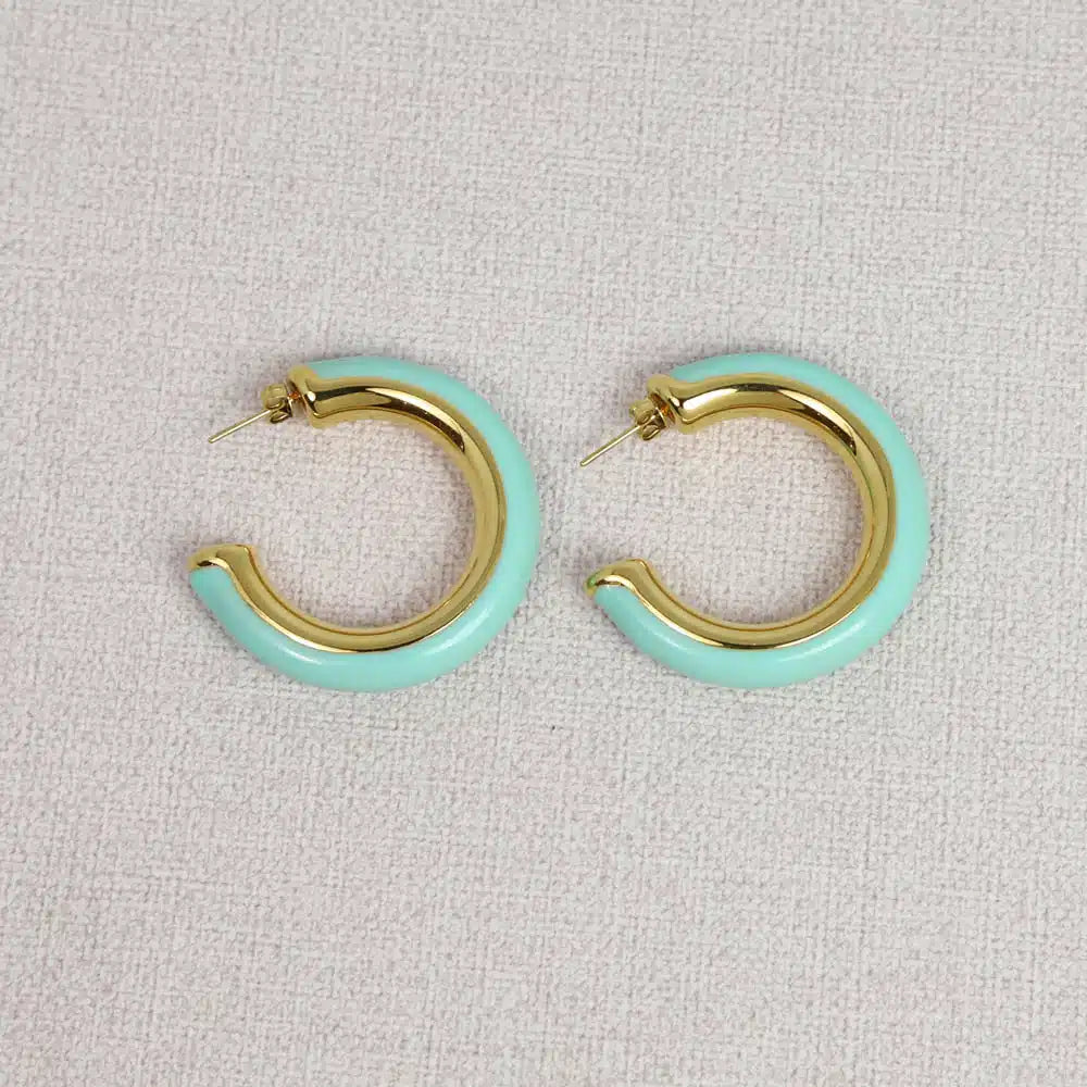 Boucles d'oreilles Afnan en acier — Bleu clair — vue 2