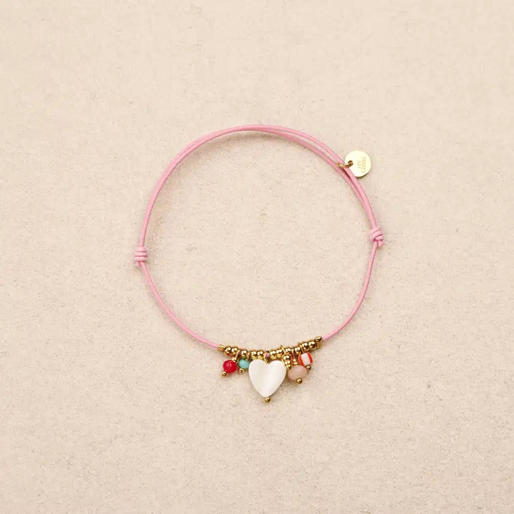 Bracelet élastique Coeur nacré