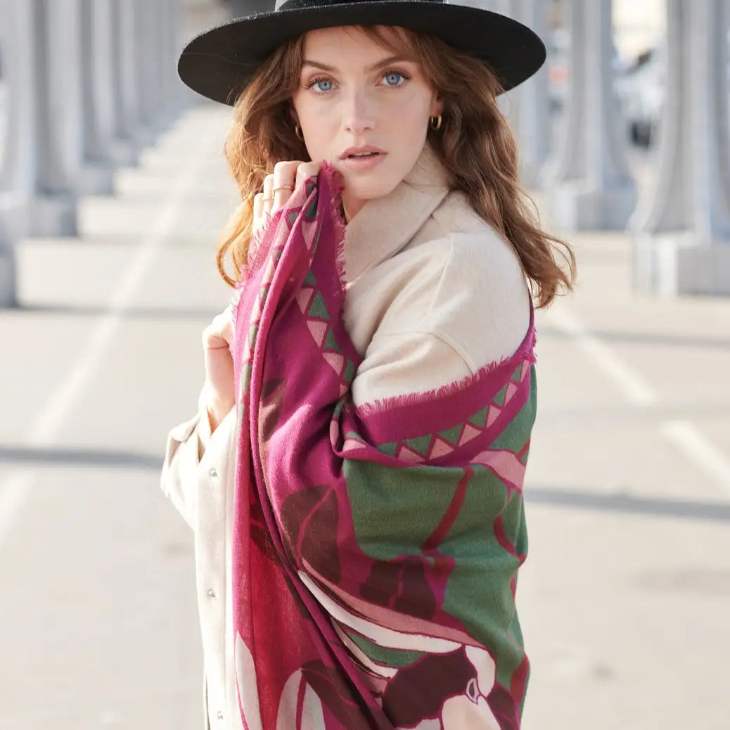 Foulard laine et soie Last Call pourpre