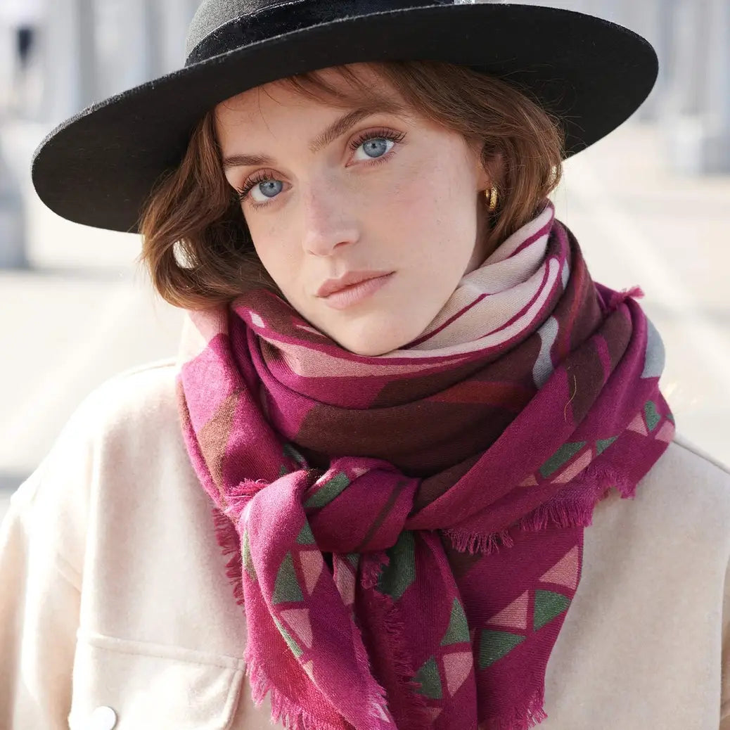 Foulard laine et soie Last Call pourpre