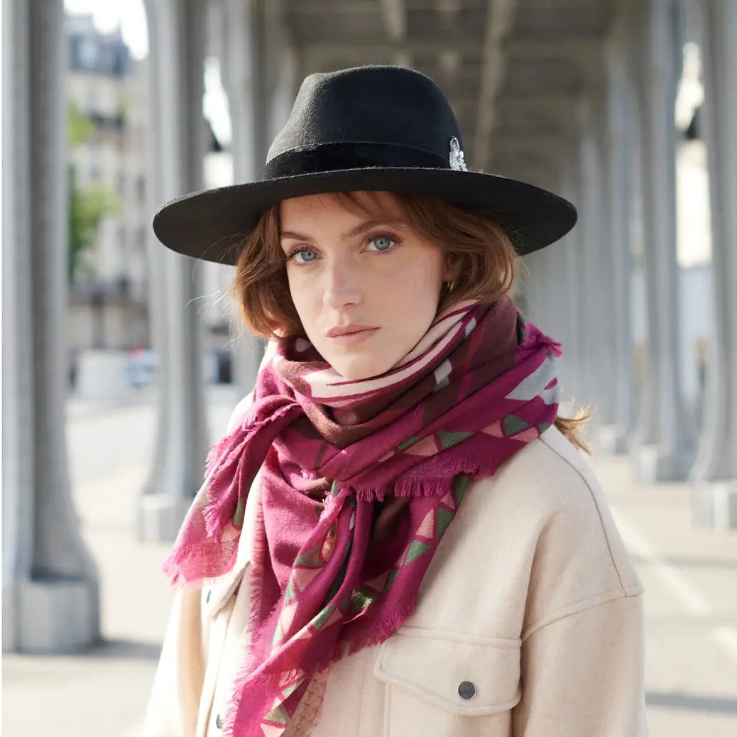 Foulard laine et soie Last Call pourpre