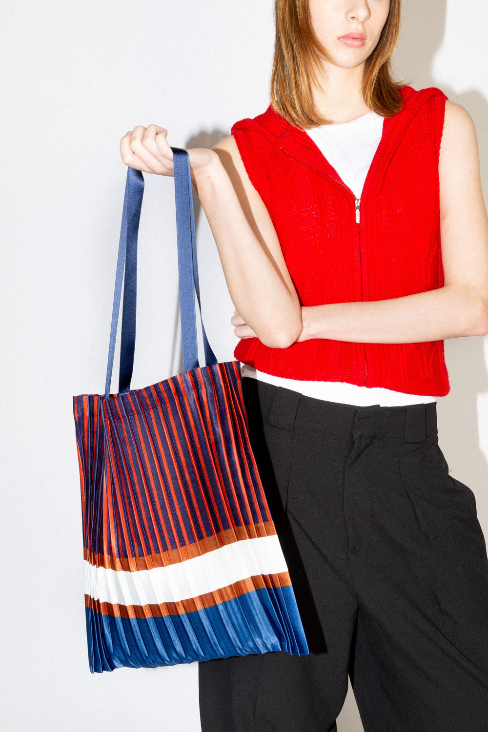 Tote bag en satin plissé Chiavari