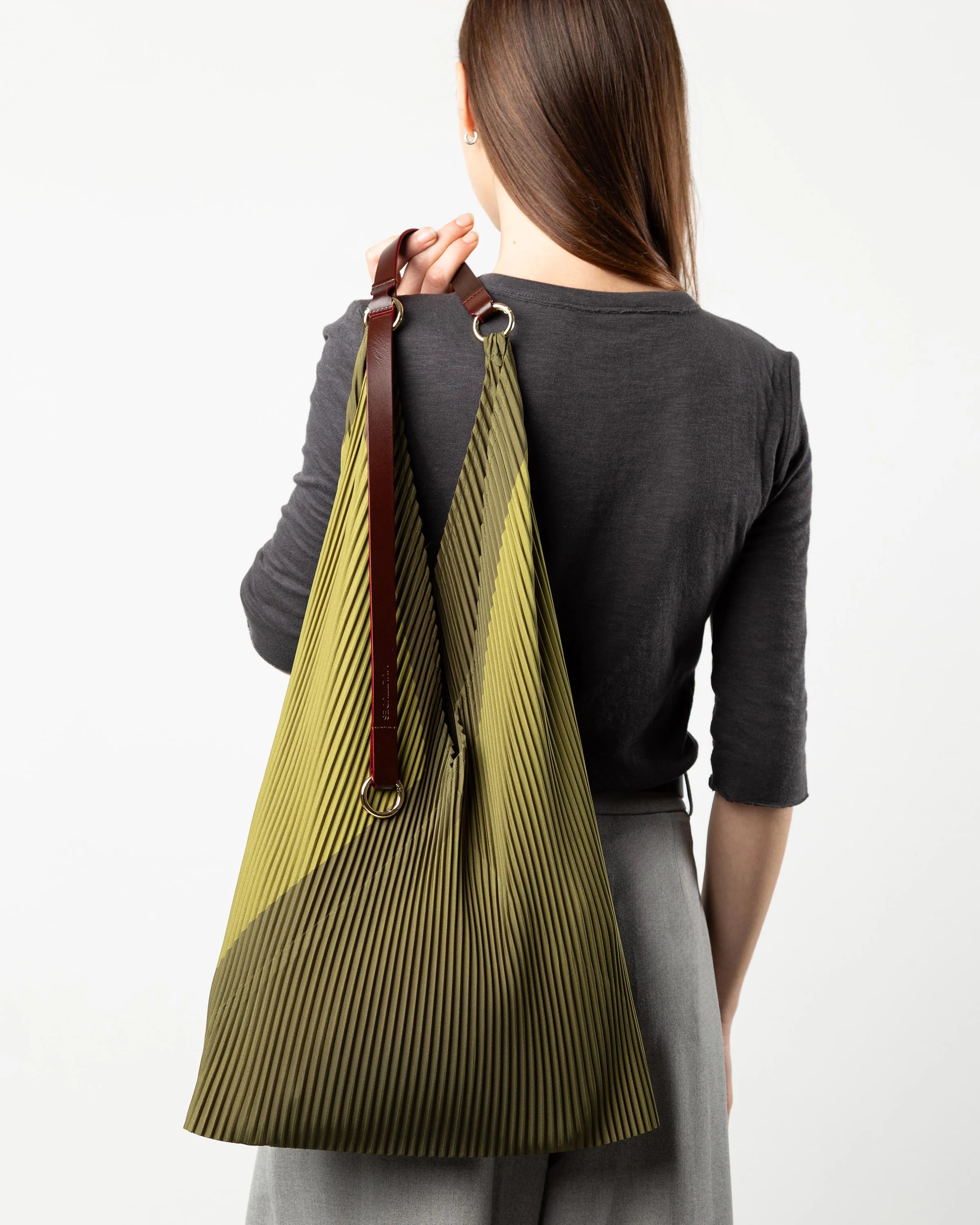 Audrey Pleated Y Bag with Leather Strap