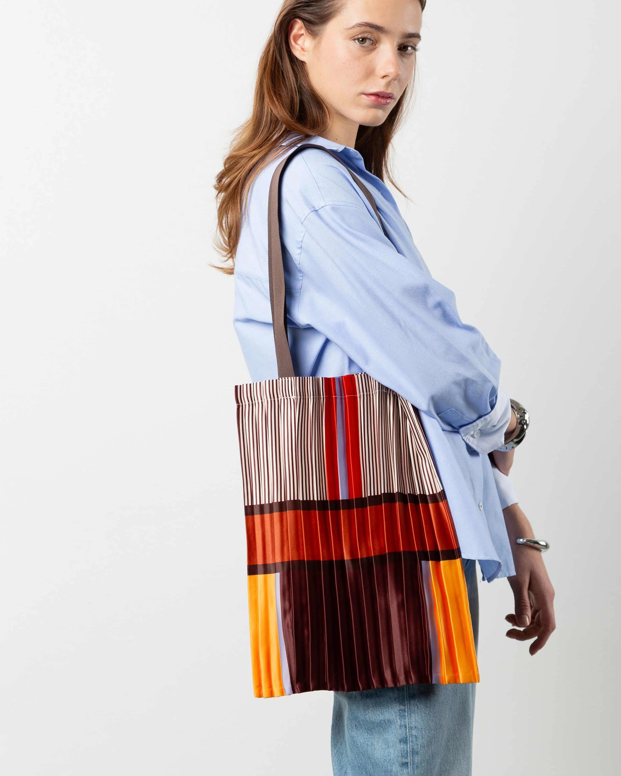 Bagheria Pleated Satin Tote Bag 40 × 48 cm