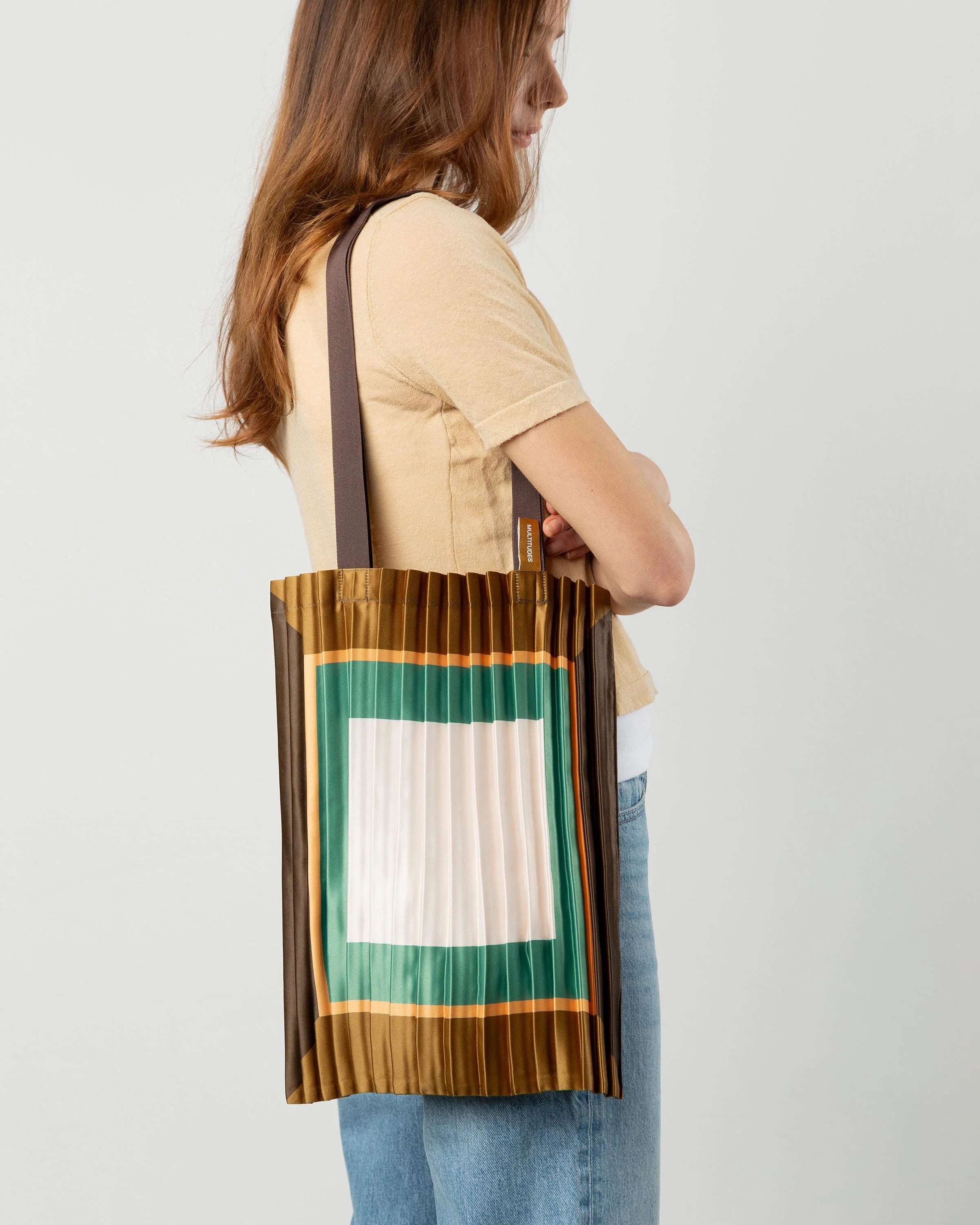 Cefalù Pleated Satin Tote Bag 40 × 48 cm