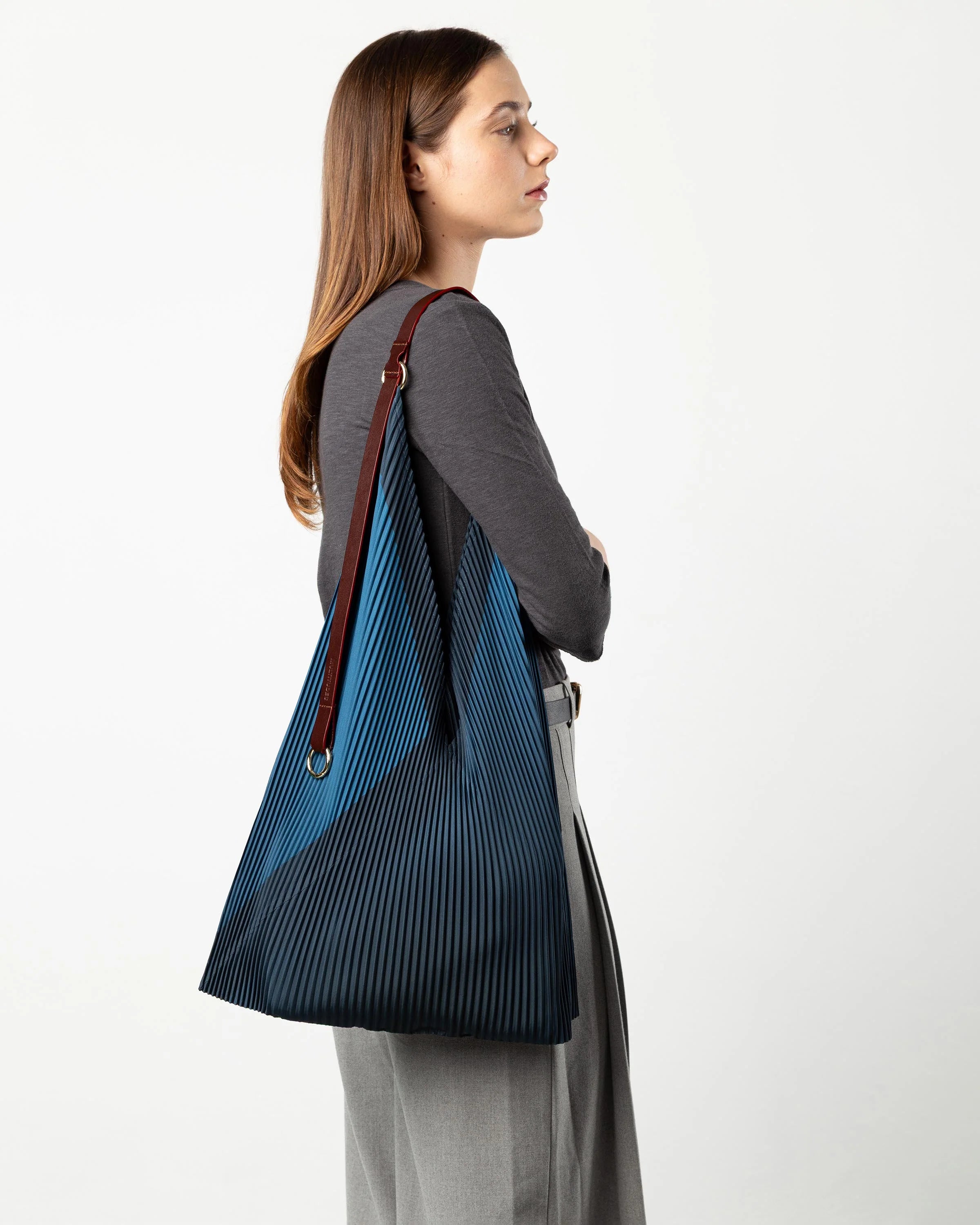 Charlize Pleated Y Bag with Leather Strap