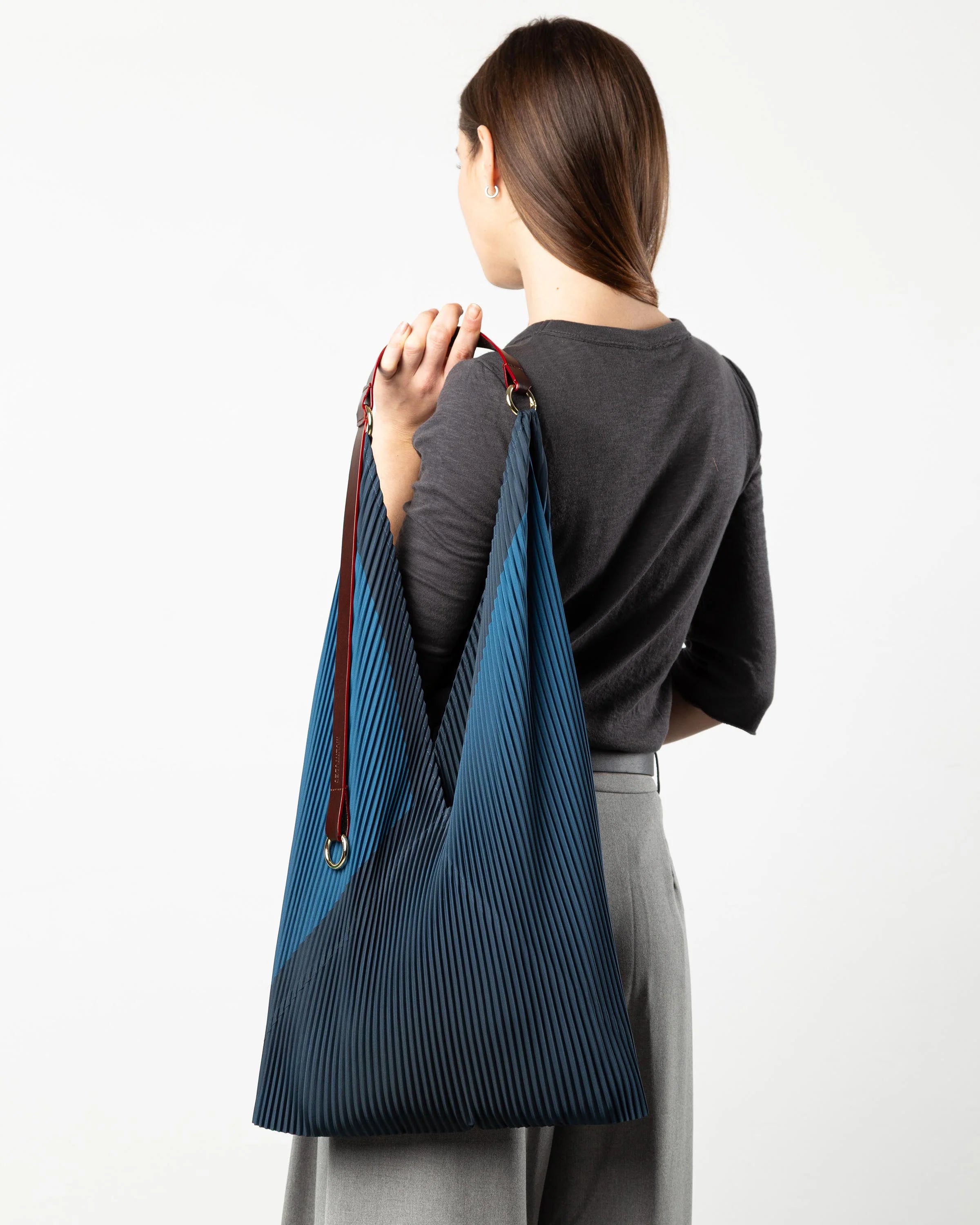 Charlize Pleated Y Bag with Leather Strap