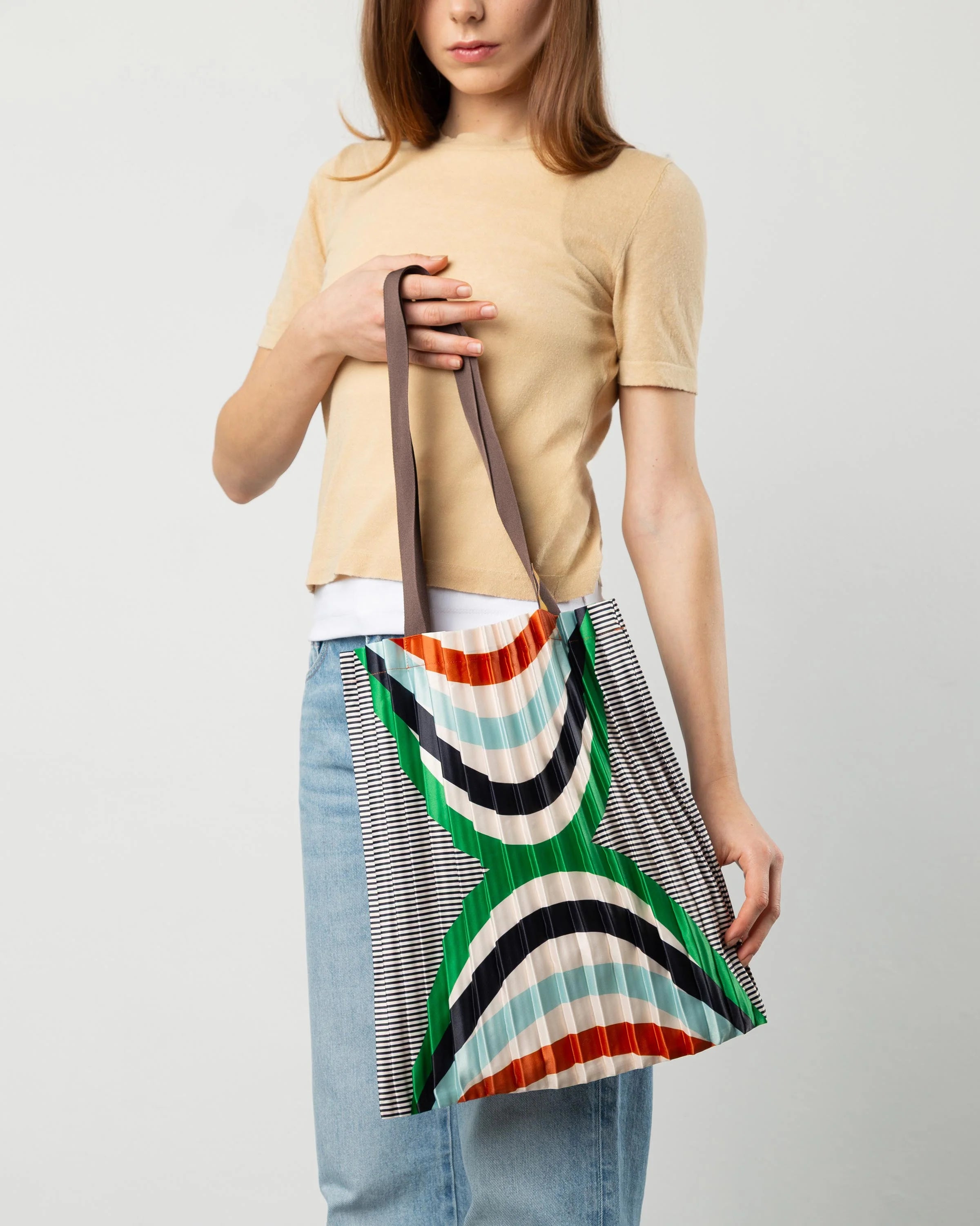 Naxos Pleated Satin Tote Bag 40 × 48 cm