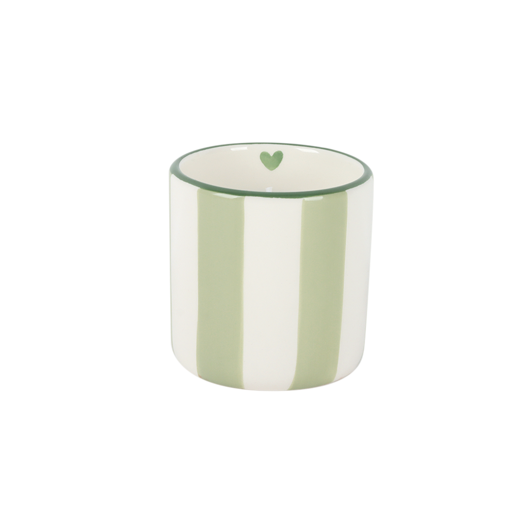 Matcha striped ceramic candle 8 cm
