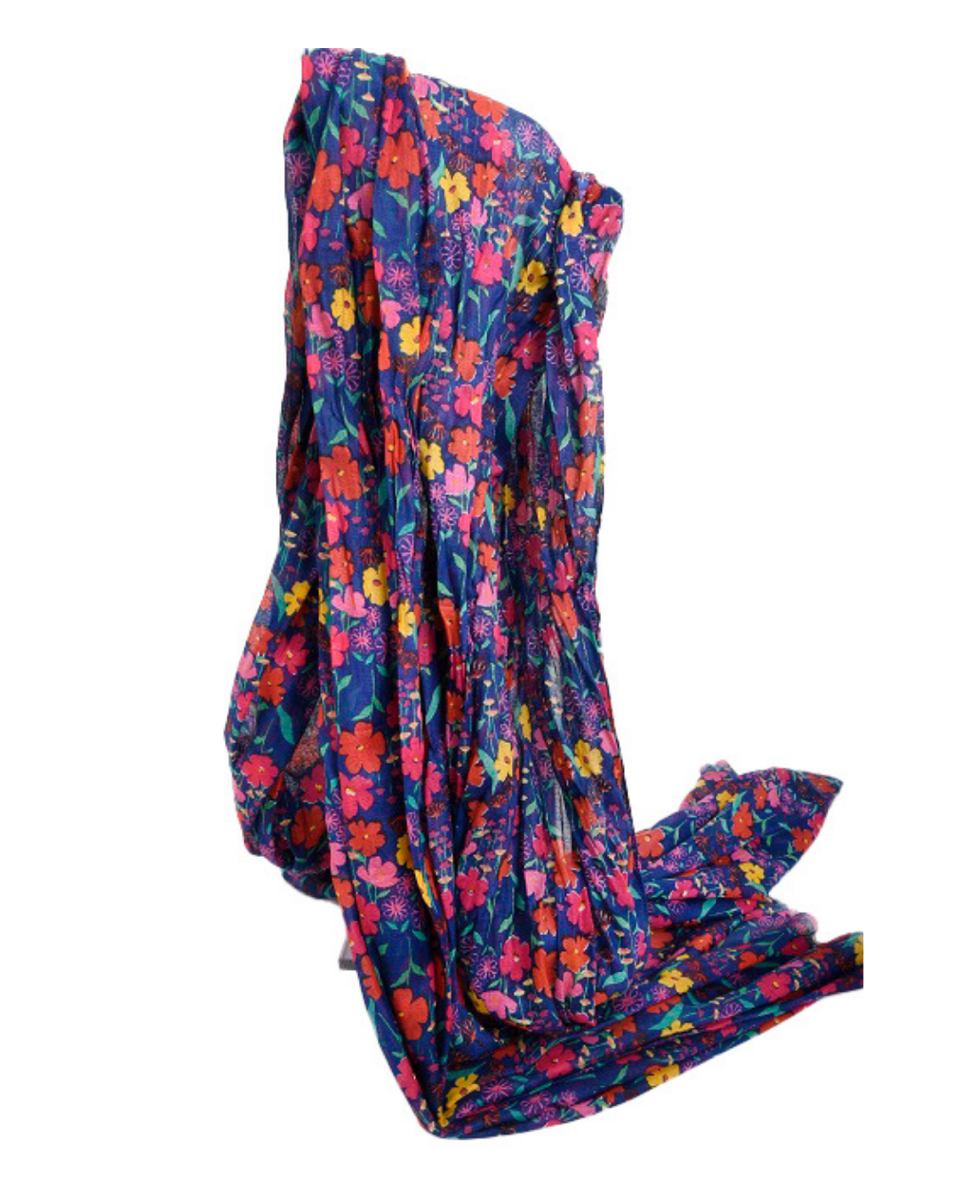 Liberty Floral Cotton Scarf in Deep Blue