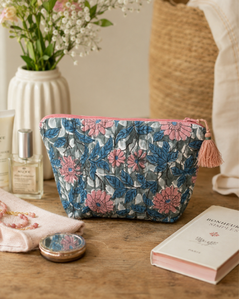 Small Block Print Makeup Pouch