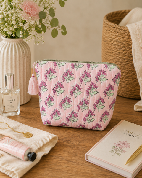 Small Block Print Makeup Pouch