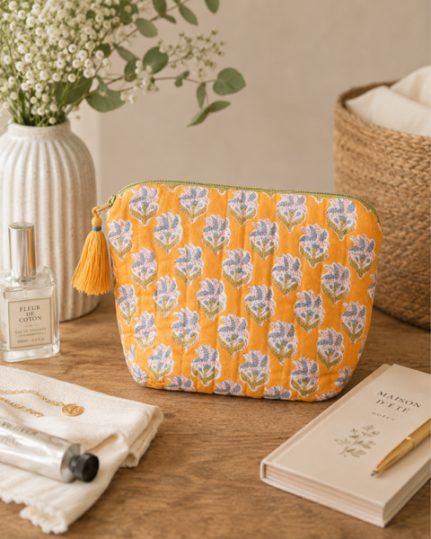 Small Block Print Makeup Pouch