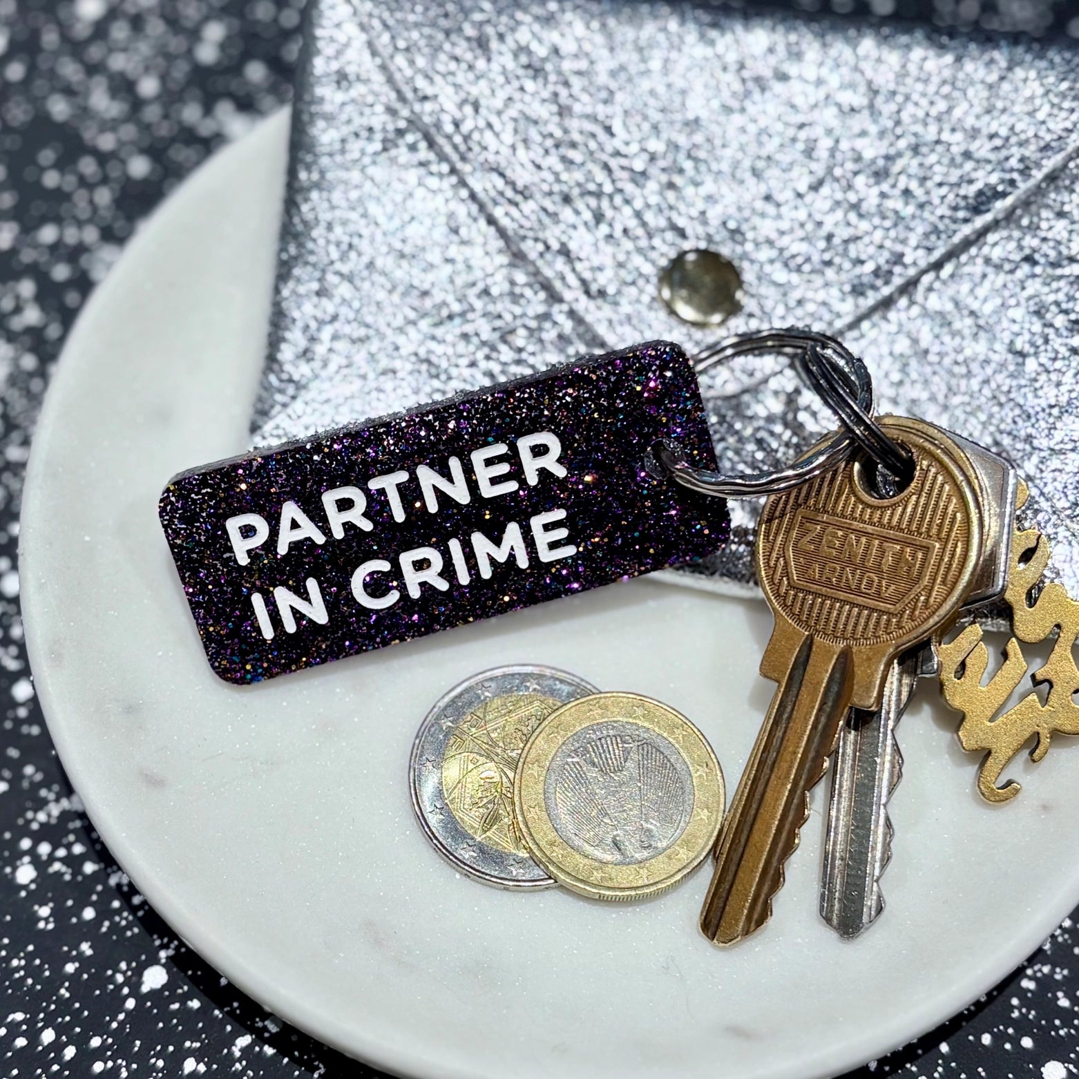 Porte-clés à paillettes