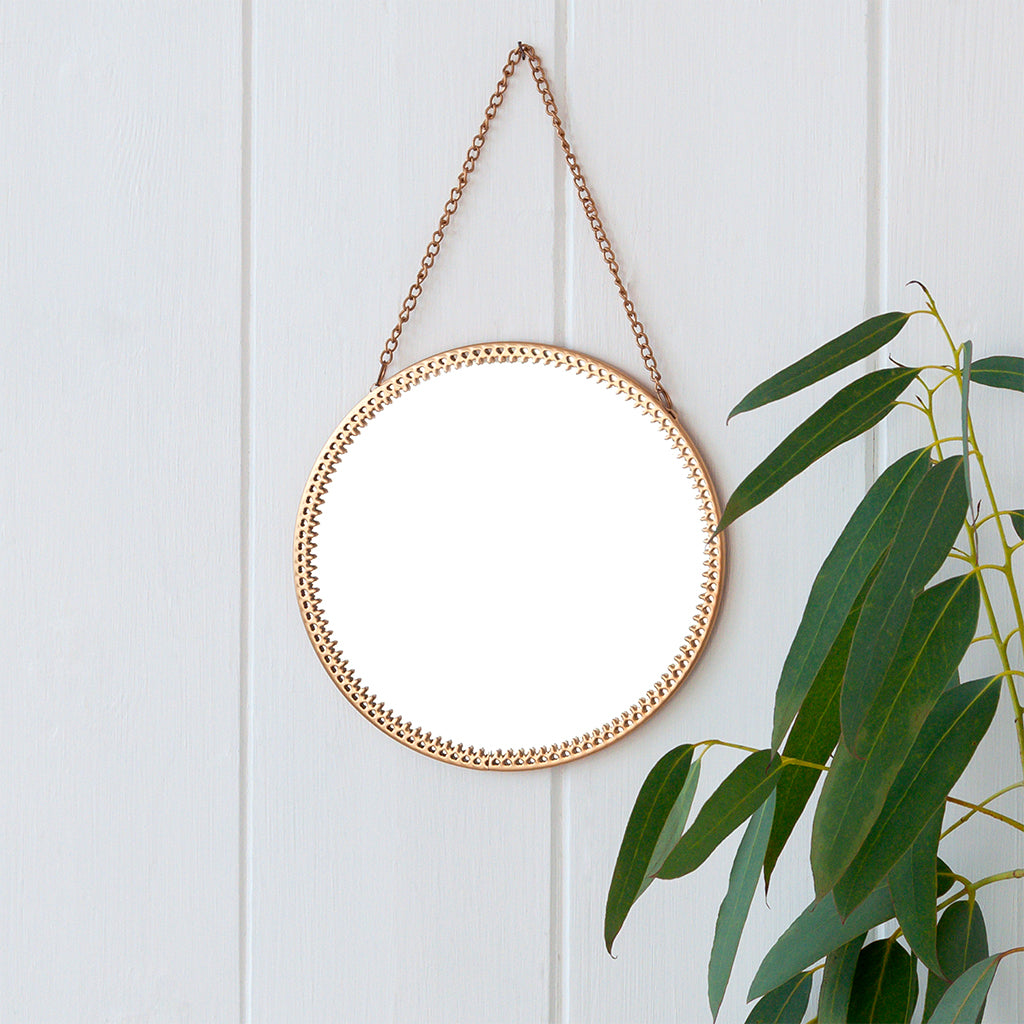 Miroir en laiton circulaire à suspendre 15,5 cm