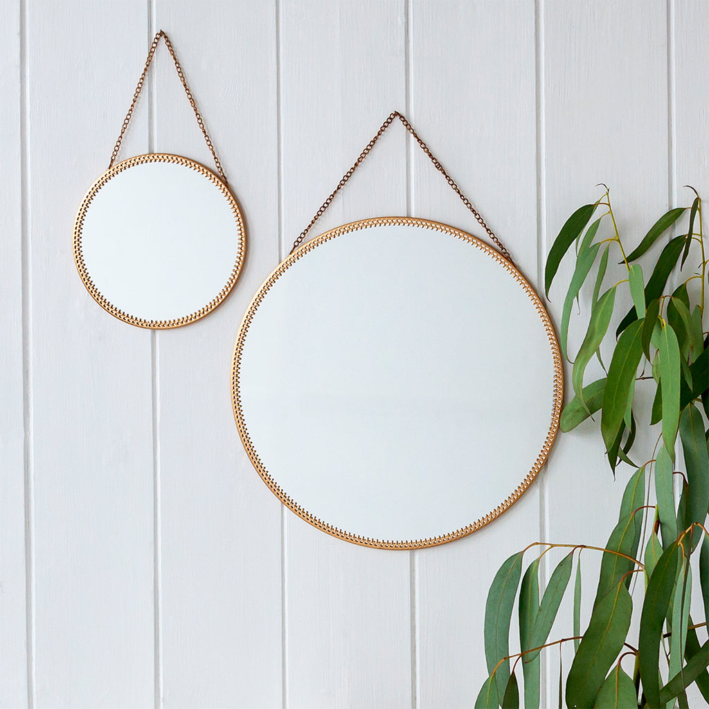 Miroir en laiton circulaire à suspendre 15,5 cm